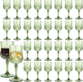 30 Pack Plastic Wine Glasses,10oz Unbreakable Vintage Style Goblets,Reusable Crystal Like Drinking Glass for Wedding Reception, Party Supplies (Sage Green)