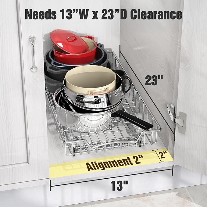 Simple Houseware 3 Tier Basket Drawer + Cabinet Pull-Out Shelf