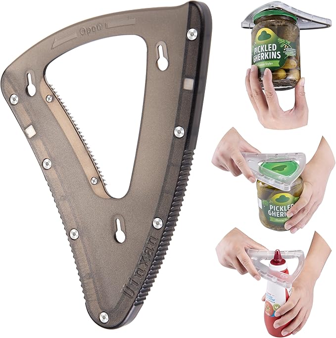 Uinxan Jar Opener for Weak Hand & Seniors with Arthritis,Handheld & Under Kitchen Cabinet-Twist Off Bottle Caps,One-Handed Magnetic Lid Open,Unique Gadget–Gift for Elderly,Women&Men (Black)
