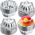 Honeydak 24 Pack Pudding Cup Pans Mini Fluted Cake Small Jelly Pans Aluminum Alloy Reusable Cake Tartlets for Baking Egg Tart Flan Cupcake Bread Muffin Brownie Pudding, Non-sticky(R-12)