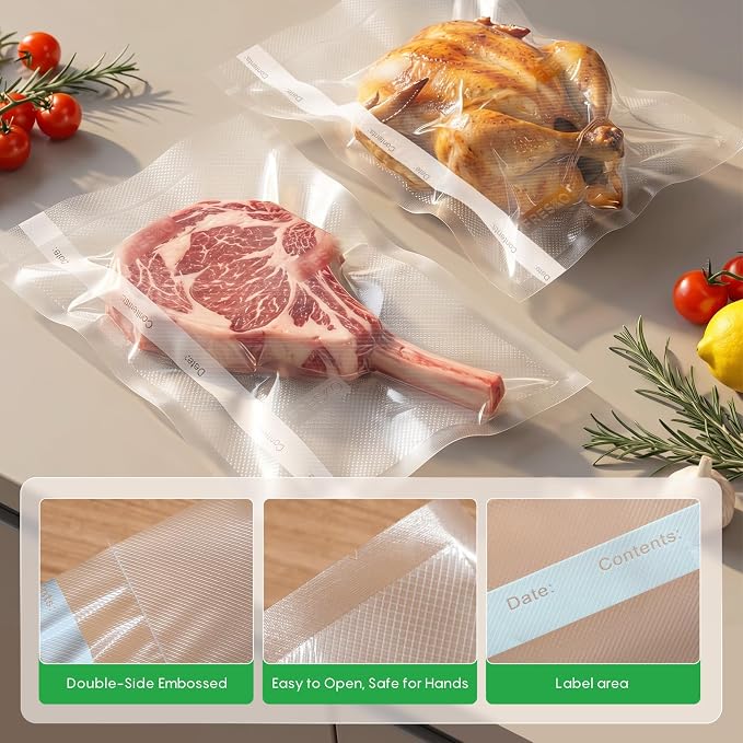 FRESKO 100 Pack 11"x16" Vacuum Sealer Bags, Seal a Meal Precut Storage Bag, Sous Vide Vacuum Safe, BPA Free, Heavy Duty Commercial Grade