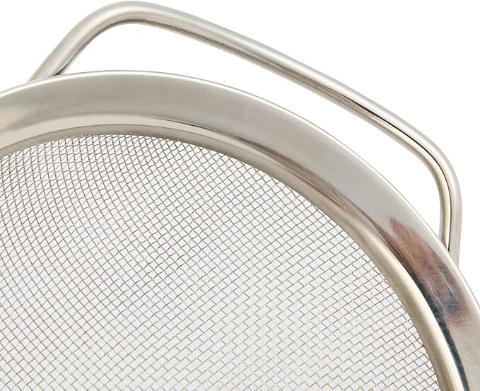 Restaurantware Fine Mesh Strainer 1 Count 14.4" x 7" x 2.9" with Silicone Handle Stainless Steel Extra Fine Mesh Strainer Heat-Resistant Handle Dishwasher-Safe for Rice, Quinoa, Pasta