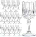 7OZ Plastic Wine Glasses, Reusable Vintage Goblets Unbreakable Drinking Glasses Crystal Water Cups Champagne for Wedding, Parties (24, Clear)