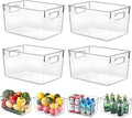 Clear Plastic Storage Bins – 4 Large Containers for Kitchen Organization or Pantry Organization and Storage, Fridge Organizer Plastic Bins, Pantry Organization and Storage Bins, Cabinet Organizers