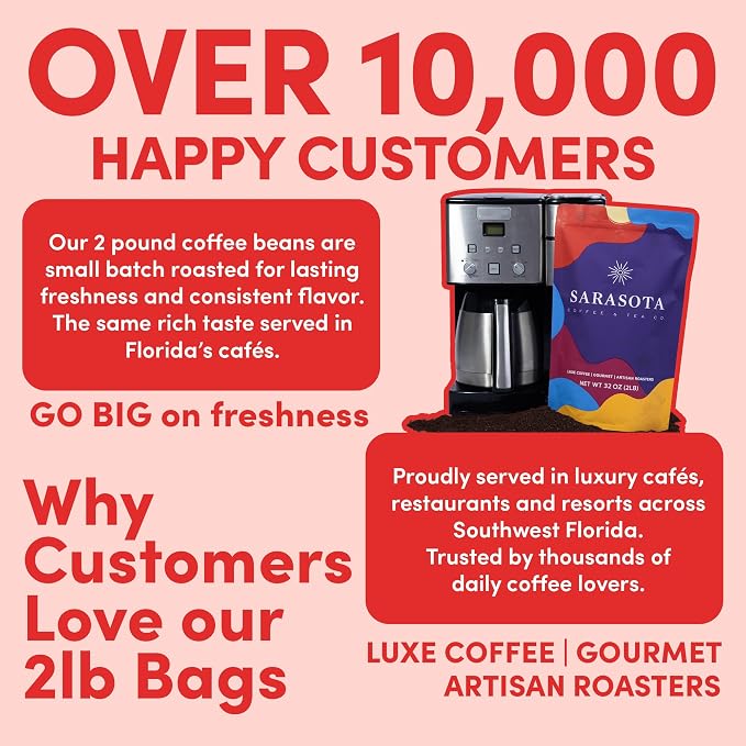 2 lb Decaf Dark Roast Whole Bean Coffee | Strong Low Acid Decaffeinated Coffee Beans | Bulk Whole Bean Decaf | Specialty Grade | 32 oz