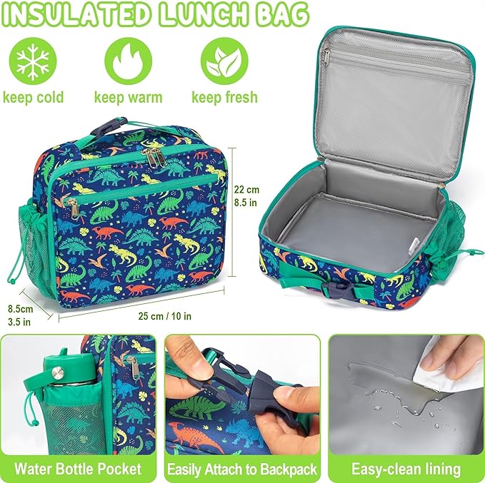 Fimibuke Bento Lunch Box for Kids with Food Ja, 3-Compartment 32OZ Snack Lunch Container, Lunch Bag, 12OZ Insulated Food Jar & Ice Pack Set for Age 3-12 School Daycare Toddler Teen Girls Boy, Rainbow