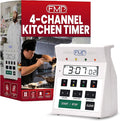FMP Digital 4 Channel Commercial Kitchen Timer - Battery Operated Digital Countdown Timer for Kitchen, Cooking, Restaurant, Classroom – Water Resistant - 7-Inch, White - 151-7500 by FryOilSaver Co