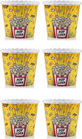 Modern Style Reusable Plastic Popcorn Box/Popcorn Containers/Popcorn Bowls Set for Movie Theater Night - (BPA Free - 6 Pack-75 oz) (6, YELLOW)