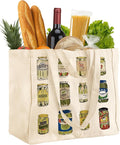 Miss Adola Large Canvas Grocery Tote Bag - Reusable Extra Large Shopping Shoulder Bags with 6 Inner Pockets & 2 Handle Strap
