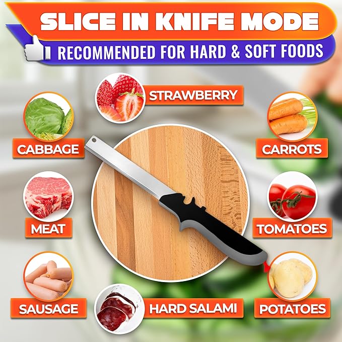 2 in 1 Kitchen Scissors for Food – Stainless Steel 9.5" Tomato Knife Chops Vegetables, Fruit, Cheese, Meat in Seconds | Dishwasher Safe Cutting Board Scissors with Safety Lock – Mess-Free Prep