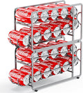 Canyave Soda Can Organizer Storage Rack, 2 Pack Stackable Beverage Soda Can Dispenser Organizer Holder for Refrigerator, Cabinet, Pantry (Silver)