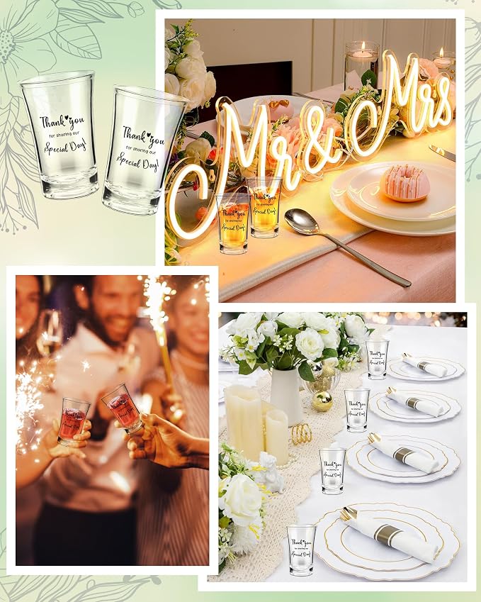 Wedding Favors for Guests-50 Sets wedding party favor bulk Acrylic Clear Shot Glasses,Plastic Glasses Wedding Thank You Gifts with Treat Boxes for Bridal Shower Friends Family Guests