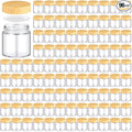 Norme 96 Pcs 4oz Glass Jars with Lids Empty Small Glass Containers and Inner Liners Reusable Cosmetic Jars Round Airtight Bottles with Plastic Wood Grain Lids for Travel Wedding Favors Gifts