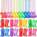 Sieral 24 Pcs Boot Shot Glasses on Beaded Necklace Plastic Cowgirl Shot Glass Cup Necklace Bride Supply for Bachelorette Carnival Party Birthday Wedding Supply (Transparent Colorful)