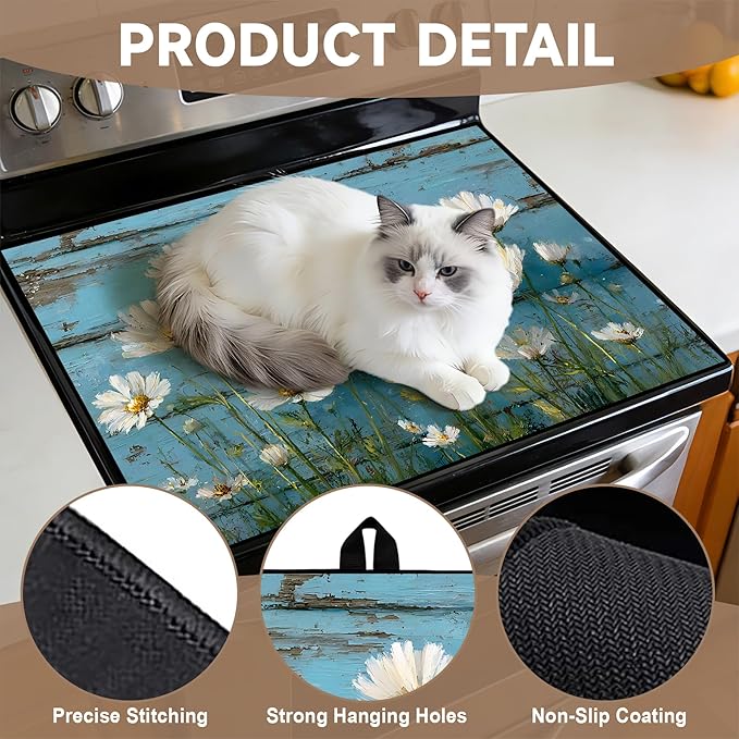 Stove Top Covers for Electric Stove: Heat Resistant Protector Glass Stove Top Expands Counter Space, Stylish Kitchen Decor 28.5'' 20.5''