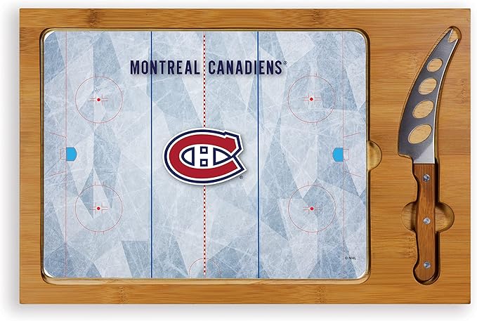 PICNIC TIME NHL unisex-adult NHL Icon Glass Top Cutting Board & Knife Set