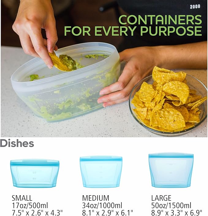 ZIP STANDING Silicone Food Storage Bag And 2 cup Silicone Freezer Trays With Lid, Soup Freezer Container,Large Ice Cube Molds With Reinforced Steel Ring Top Perfect for Freezing Soups, Lasagnas, Casse