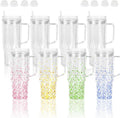 CHLJAR 40 Oz Plastic snow globe tumbler with Handle, 8 Pack Pre-Drilled Double Wall Acrylic Clear For Glitter Snow Globe Diy, Double Wall For Glitter Snow Globe, Snowglobe Tumbler Supplies