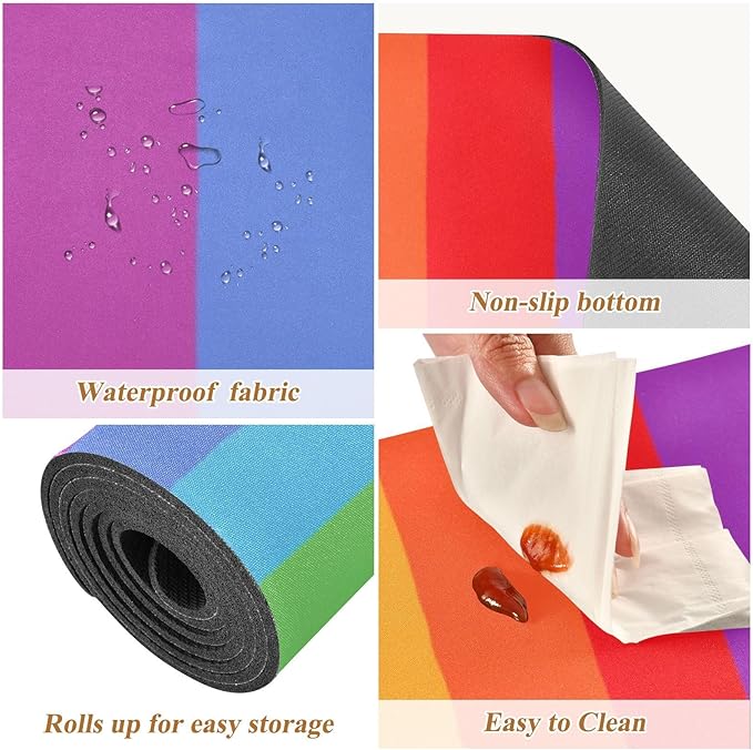 2 in 1 Table Runner Trivet for Hot Pots and Pans Heat Resistant Non Slip Waterproof 39 x 12 Inch Decorative Table Protector for Kitchen Countertop Vibrant Colorful Stripes