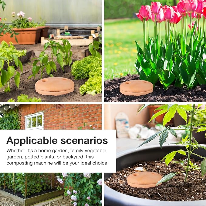 2pcs Underground Compost Bin 10 * 4.13 * 4.13Inch Garden Worm Farm Outdoor for Organic Refuse Red Pottery Ceramics with Holes and Lid Clay for Garden