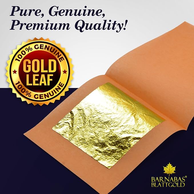 Barnabas Edible Gold Leaf 24K - Cake Decorations, Loose Gold Leaf Sheets for Cupcakes - 1.5 inches, Interleaf of 24