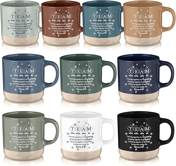 Didaey 10 Pcs Team Gift for Employee Bulk Inspirational Ceramic Coffee Mug 13 oz Thank You Mug Team Building Nurse Back to School Gift for Teacher Women Men Coworker Volunteer Staff Office, 10 Colors