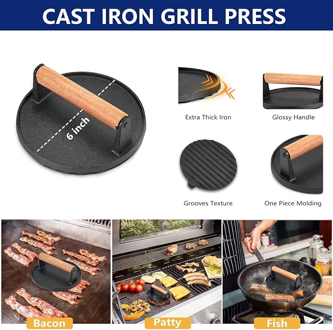 Joyfair 18Pcs Griddle Accessories Kit for Blackstone, (PP Handles) | Flattop Grilling Accessory Set With Smash Burger Press, Stainless Steel Spatula Tool, Basting Cover For Outdoor BBQ Cooking