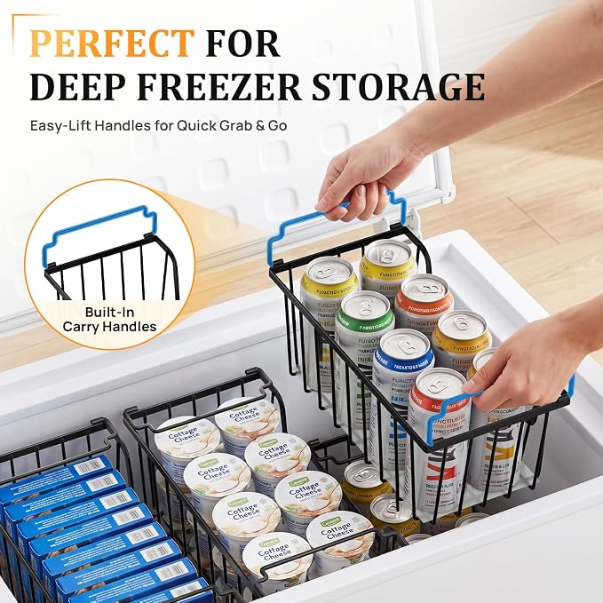 SUNALLY Stackable Storage Bins 4 Pcs Wire Baskets for Pantry Organizers and Storage, Vegetable Fruit Storage Basket for Countertop Organizer,Kitchen Baskets for Onion Potato Snack Cans Storage,Black
