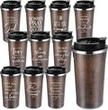 Meanplan 10 Set Christian Fathers Day Church Gifts Bible Verse Tumbler Bulk 17oz Coffee Cup Religious Jesus Tumbler Inspirational Mug for Men Women Teacher (Wood Grain, Bible Theme)