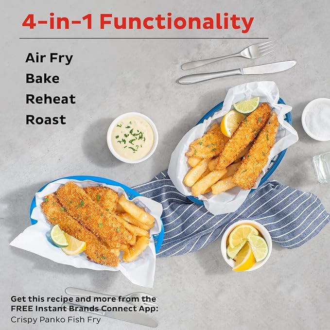 Instant Pot Vortex 5.7QT Air Fryer, Custom Program Options, 4-in-1 Functions, EvenCrisp Technology that Crisps, Roasts, Bakes and Reheats, 100+ In-App Recipes, from the Makers of Instant Pot, Black