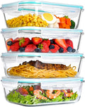 LOVYANXUE 4 Pack 52oz Large Glass Food Storage Containers with Lids, Meal Prep Containers with Airtight Lid for Storing, Baking, Serving, BPA-Free, Freezer, Microwave, Oven & Dishwasher Safe