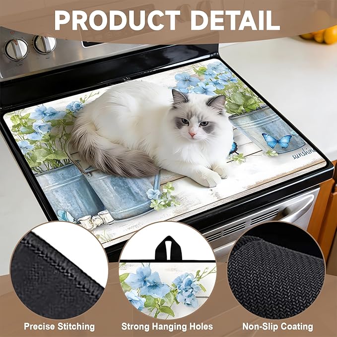 Stove Top Covers for Electric Stove: Heat Resistant Protector Glass Stove Top Expands Counter Space, Stylish Kitchen Decor (G253991)