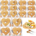 Nuogo 16 Set Wedding Bridal Shower Cheese Board Party Favors Wooden Mini Charcuterie Boards and Knives Set with Thank You Tags Bamboo Board Gifts for Guests Valentine Bridal Birthday Party(Heart)