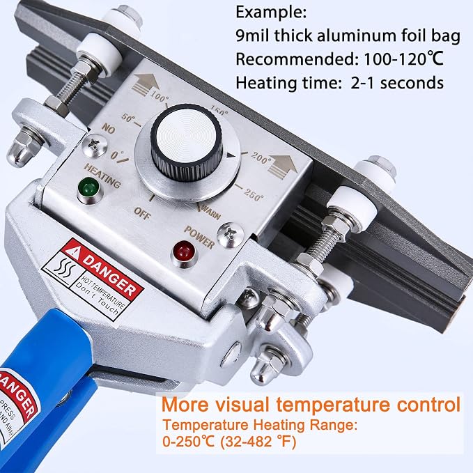 Portable Hand Held Mylar Bag Crimper and Sealer - Integrated Type for Plastic/ Snack Bags Food Storage (12 inch)