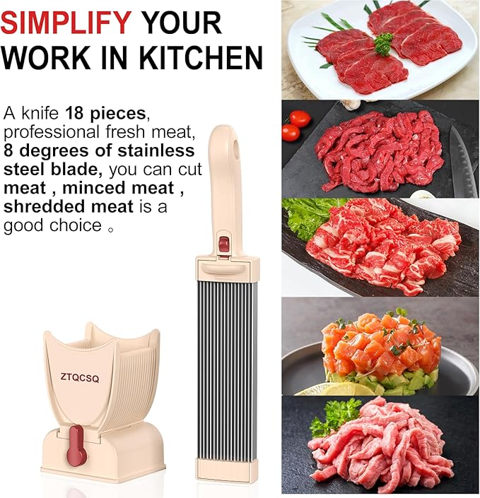 Fresh Meat Slicer Cleaver Kitchen Knife Set, 17 in 1 Stainless Steel Cleaver Kitchen Knife, Slice, Shred, Chop, Meal Prep, Beef Pork Mutton for Home Cooking BBQ Hot Pot Meat Slicer -Red
