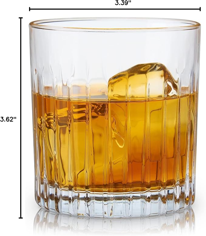 Viski Reserve Milo Crystal Old Fashioned Rocks Glasses, European Crafted Whiskey Glasses for Bourbon, Scotch, Cocktails, Barware Gifts for Men, Man Cave Essentials, Home Bar Glassware, 12 oz, Set of 4