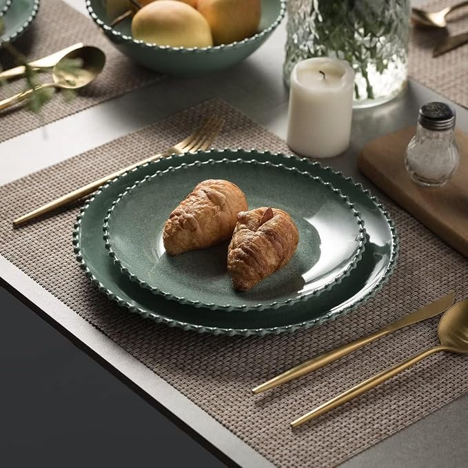 MissYIP 12 Piece Melamine Dinnerware Sets, Service for 4, Lightweight Unbreakable, BPA Free, Food Grade Plates Sets, Dishwasher Top Safe, Not Microwave, Not Oven, Indoor and Outdoor Use