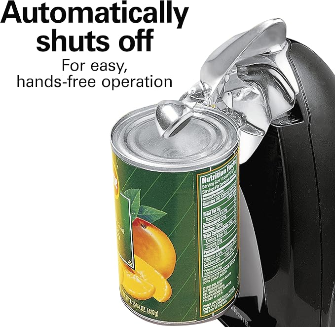 Hamilton Beach Electric Automatic Can Opener with Auto Shutoff, Knife Sharpener, Cord Storage, and SureCut Patented Technology, Extra Tall, Black