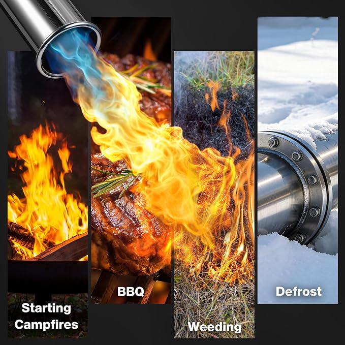 KELIN Propane Torch with One-Touch Max Fire & Kitchen Thermometer for Kitchen Cooking Torch Gun Charcoal Lighter with Safety Lock Flame Thrower for BBQ, Sous Vide, Grill, Campfire (Tank Not Included)