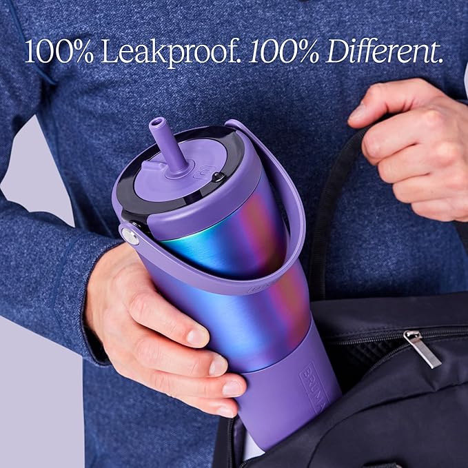 BrüMate Resa 35oz 100% Leakproof Tumbler w/Handle & Straw | Flexible SoftSip Straw | Silicone Sleeve for Durability | Stainless Steel | Cup Holder & Travel Friendly Water Bottle (Nightfall Blue)