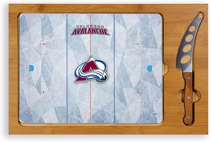 PICNIC TIME NHL unisex-adult NHL Icon Glass Top Cutting Board & Knife Set