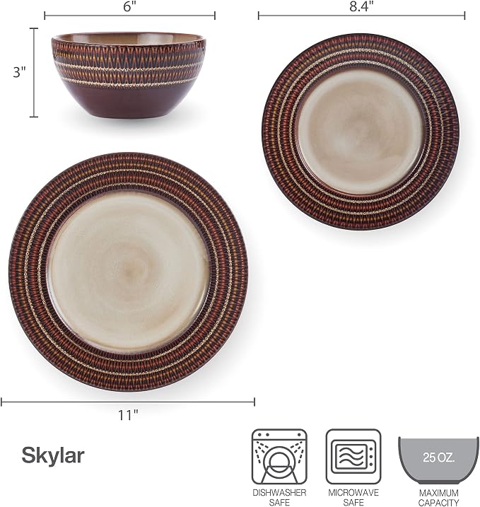 Pfaltzgraff Skylar 12 Piece Dinnerware Set, Service for 4