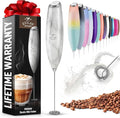 Zulay Powerful Milk Frother for Coffee with Upgraded Titanium Motor - Handheld Electric Whisk, Milk Foamer, Mini Mixer & Coffee Blender for Frappe, Latte, Matcha, No Stand - Marble