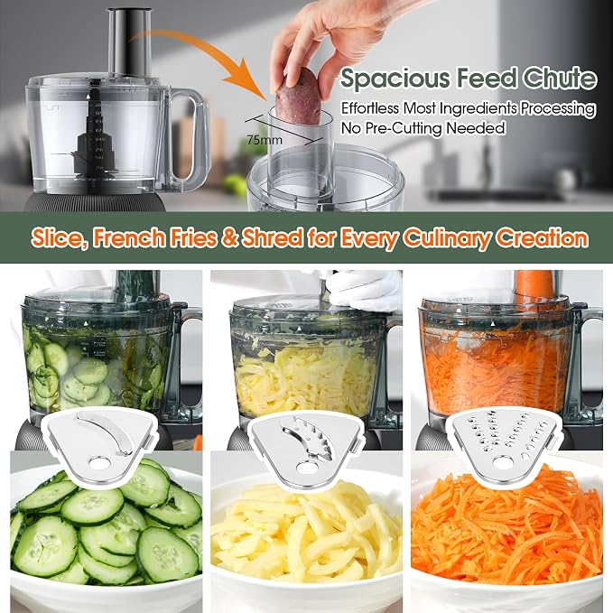 Food Processor and Blender Combo, 88 oz Food Chopper for Meat, Vegetable and Dough, 70 oz 800W Glass Jar Blender with 2 Speeds and Pulse for Smoothie, Nutrient Extractions, and More