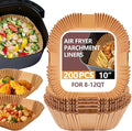 UBeesize XL 10 Inch Air Fryer Paper Liners, 200 PCS Parchment Paper, Air Fryer Disposable Paper Liner for Microwave, Non-Stick Air Fryer Liners Square Free of Bleach （Bottom size 9 Inch）