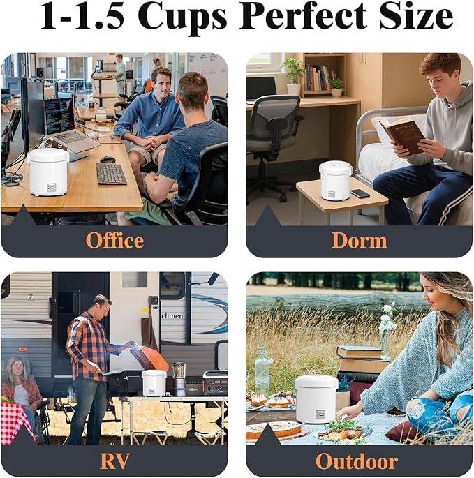 Rice Cooker Small 1-1.5 Cups Uncooked(3 Cups Cooked), Mini Rice Cooker with Removable Nonstick Pot, One Touch&Keep Warm Function, Portable Travel Rice Cooker for Soup Grain Oatmeal Veggie, White