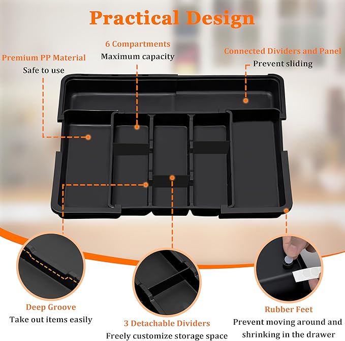 Spaclear Expandable Silverware Organizer Large Adjustable Utensil Drawer Organizer
