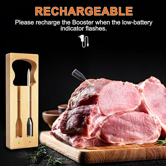 Smart Wireless Meat Thermometer with Ultra-Thin Probe | Long Range Cooking Thermometer with App for Remote Monitoring of BBQ, Grill, Kitchen, Smoker, Rotisserie