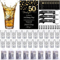 LemonRoad 50 Set 50th Birthday Party Favor for Guest Bulk, 1.4 oz Plastic Shot Glasses Cup, Cheers to 40/50/60/70/80 Years Beer Bottle Opener Keychain Thank You Card Gift Bag for Souvenir Party Gift