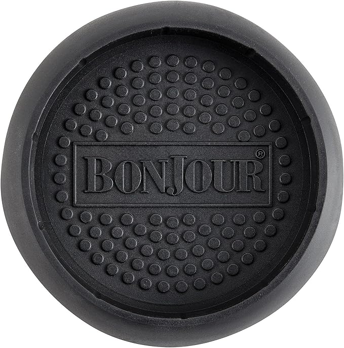 BonJour Coffee Borosilicate Glass French Press with Coaster & Scoop, 33.8-Ounce, Riviera, Black